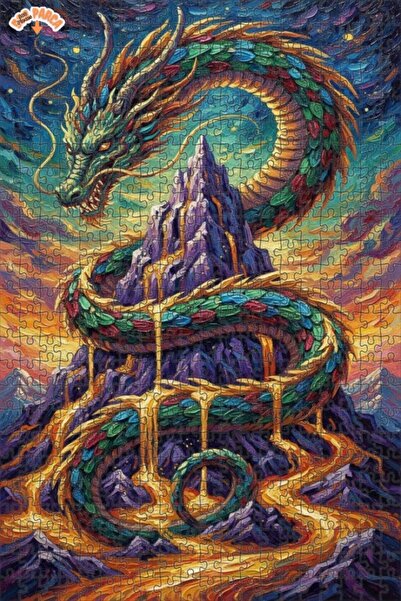 Esranın Dünyası Dragon Mountain Lava Flow Oil Painting Lookalike Art Puzzle 5...