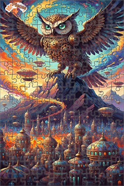 Esranın Dünyası Steam Owl City Double-Layer Framed Wooden Puzzle 150 Pieces 2...