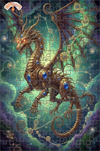 Esranın Dünyası Steam Dragon Art Double Layer Framed Wooden Puzzle 150 Pieces...