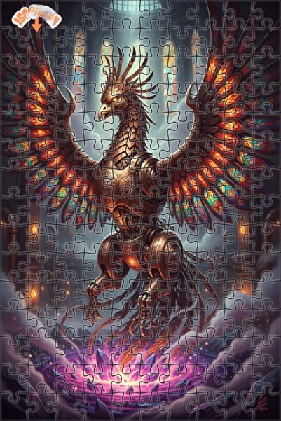 Esranın Dünyası Mechanical Phoenix Appearance Oil Painting Artwork Double-Lay...