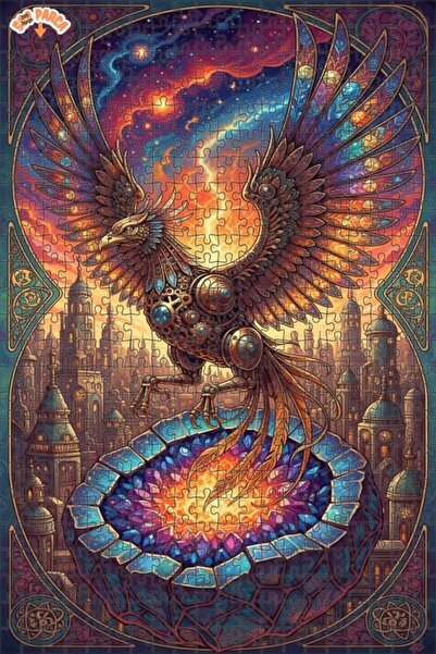 Esranın Dünyası Mystical Mechanical Phoenix Oil Painting Look Double Layer Fr...