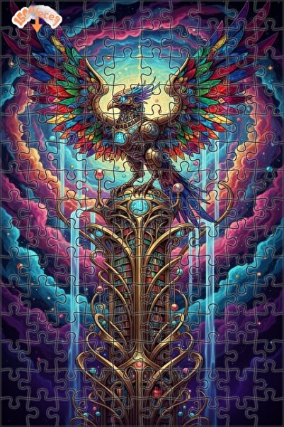 Esranın Dünyası Rainbow Winged Mechanical Phoenix Double-Layer Framed Wooden ...