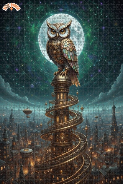 Esranın Dünyası Mechanical Owl Steampunk City View Wooden Puzzle 1000 Pieces ...