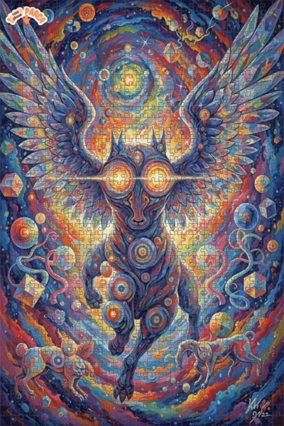 Esranın Dünyası Winged Creature Cosmic Journey Oil Painting Double-Layer Fram...