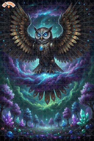 Esranın Dünyası Mysterious Mechanical Owl Double Layer Framed Wooden Puzzle 5...