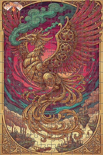 Esranın Dünyası Mechanical Phoenix Patterned Double-Layer Framed Wooden Puzzl...