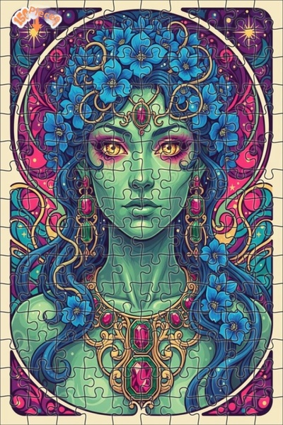 Esranın Dünyası Magical Green Goddess Oil Painting Lookalike Art 150 Pieces 2...