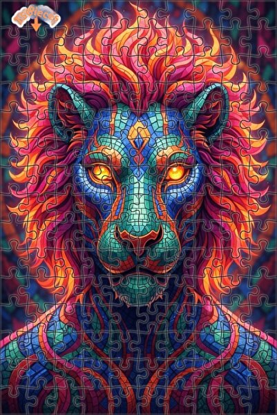 Esranın Dünyası Color Wheel Lion Mosaic Look Wooden Puzzle with Double-Layer ...