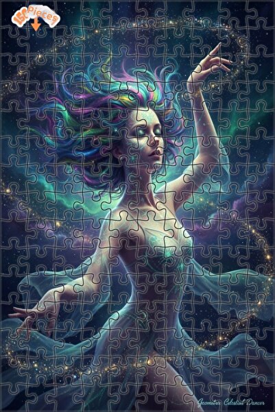 Esranın Dünyası Space Dancer Oil Painting Lookalike Double-Layer Framed Woode...