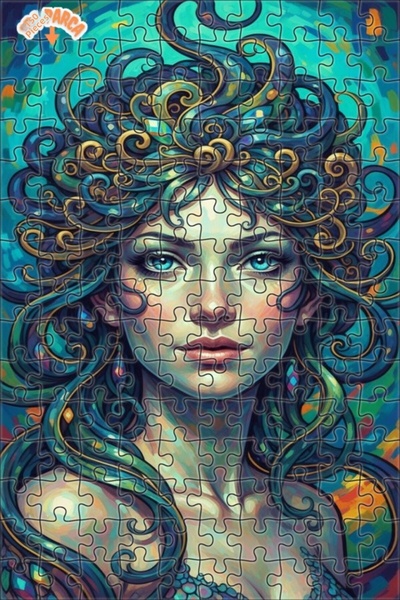 Esranın Dünyası Mermaid Art Oil Painting Look Double Layer Framed Wooden Puzz...