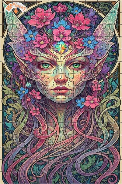 Esranın Dünyası Fairy Queen Oil Painting Look Artwork Double-Layer Framed Woo...