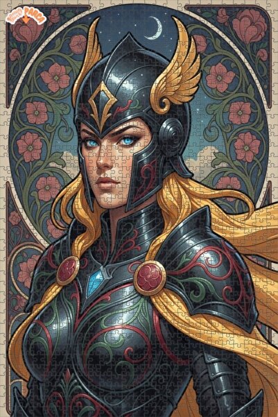 Esranın Dünyası Warrior Woman Oil Painting Double-Layer Framed Wooden Puzzle ...