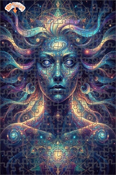 Esranın Dünyası Cosmic Wisdom Female Figure Oil Painting Lookalike Double-Lay...