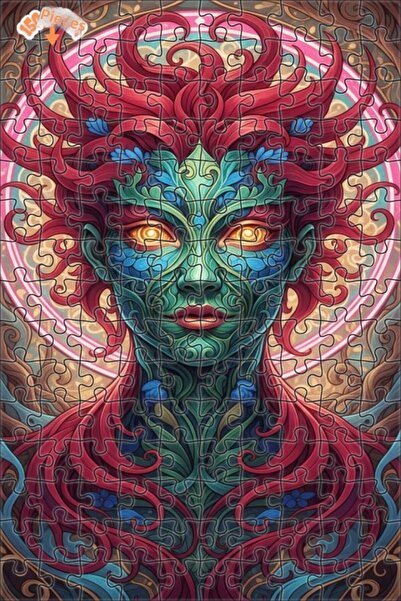 Esranın Dünyası Fantastic Face Watercolor Look Art Wooden Puzzle 150 Pieces 2...