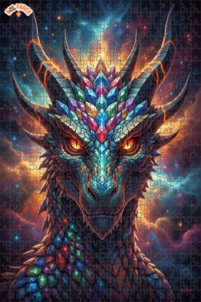 Esranın Dünyası Crystal Dragon Art Looking Wood Puzzle with Double-Layer Fram...