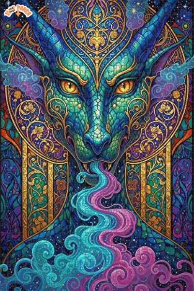 Esranın Dünyası Mysterious Dragon Watercolor Look Art Puzzle 1000 Pieces 70X50
