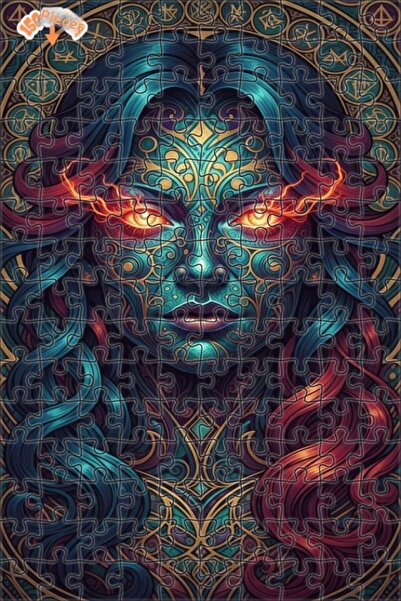 Esranın Dünyası Mysterious Woman Portrait Oil Painting Look Modern Double-Dec...