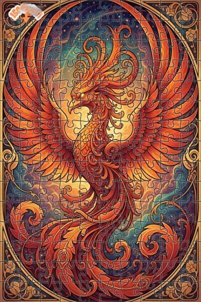 Esranın Dünyası Flaming Phoenix Oil Painting-Looking Artwork Double Layer Fra...