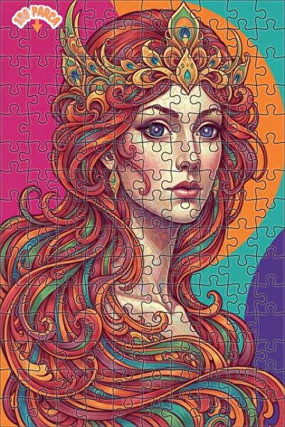 Esranın Dünyası Fantastic Queen Portrait Oil Painting Look Wooden Puzzle with...