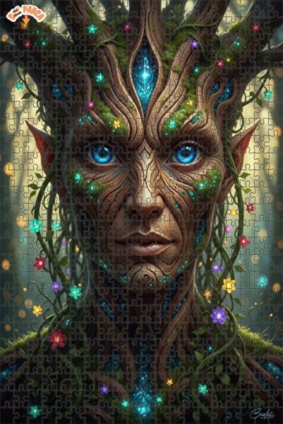 Esranın Dünyası Fairy Tale Portrait of the Forest Spirit Oil Painting Double-...