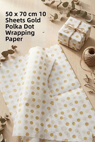 OLİ Art Gold Polka Dot Pack Wrapping Paper – Gift Wrapping Paper |   50X70 cm...
