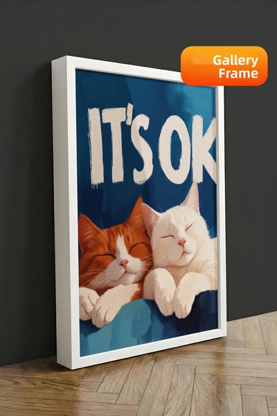 Zestia Tablou pe pânză cu ramă albă It’s OK Tipografic Mizah Premium Seria Nr...