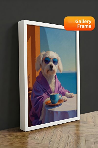 Zestia Πίνακας σε καμβά με λευκό πλαίσιο Χαριτωμένος σκύλος με γυαλιά Σειρά P...