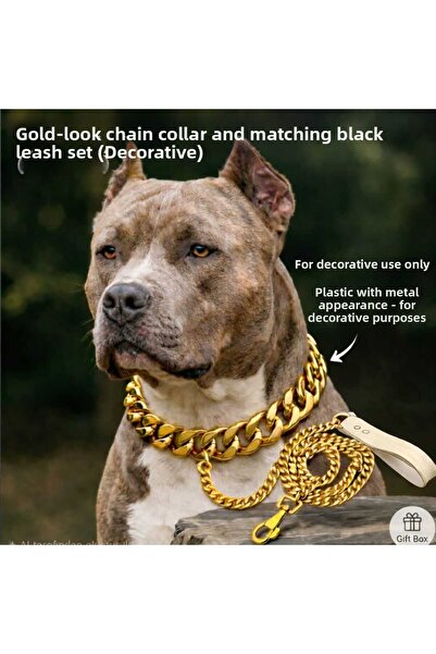 aurellen Gold Chain Dog Collar and Chain Strap - Decorative Plastic Chain - P...