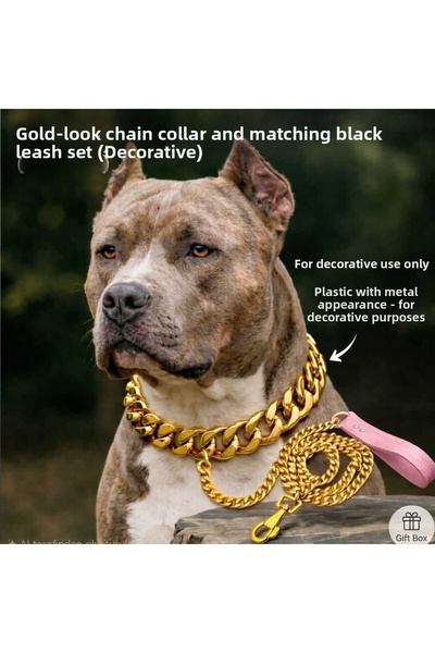 aurellen Gold Chain Dog Collar and Chain Strap - Decorative Plastic Chain - P...
