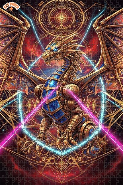 Esranın Dünyası لغز خشبي ميكانيكي ذهبي على شكل تنين بإطار مزدوج الطبقات 500 ق...