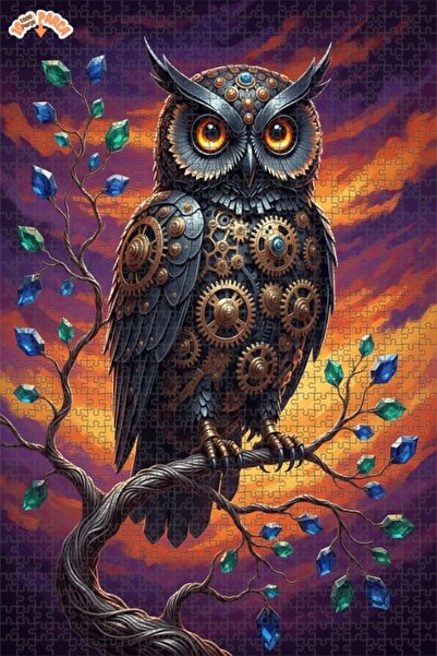 Esranın Dünyası لوحة فنية ميكانيكية على شكل بومة، لغز خشبي بإطار مزدوج الطبقا...