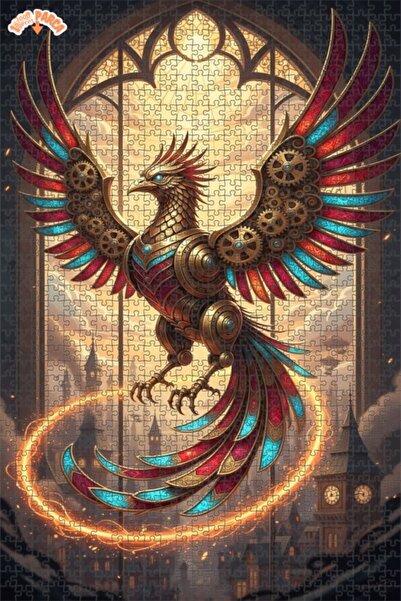 Esranın Dünyası لغز خشبي ميكانيكي على شكل طائر الفينيق بمظهر فني رقمي ذو طابق...