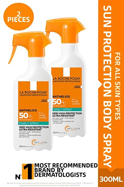 La Roche Posay أنثيليوس فاميلي سبراي - كريم الشمس للجسم بعامل حماية من الشمس ...