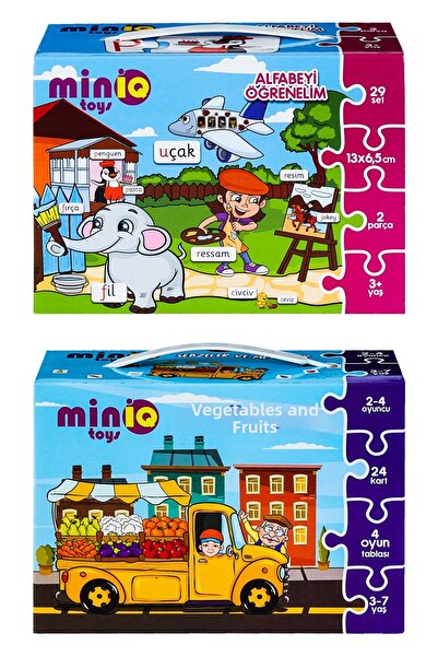 minİQ toys هيا نتعلم الحروف الأبجدية + مجموعة من ألغاز الخضروات والفواكه المك...
