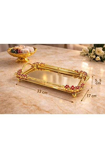 Turkco Tavă pentru inele de logodnă și promisiuni Gold Baton – Tavă de prezen...