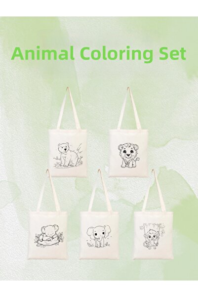junobi Animals Paintable Cloth Set of Bag (5 Pieces) – Coloring Activity Set ...