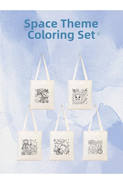 junobi Space Themed Paintable Cloth Set of Bag (5 Pieces) – Coloring Activity...