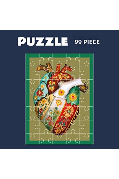 ZERYA Floral Heart Design Puzzle (99 Pieces - A4)