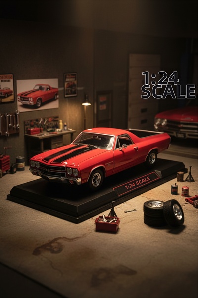 ROZİTOYS 1:24 سيارة شيفروليه إل كامينو إس إس 396 موديل 1970 باللون الأحمر