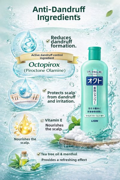 Lion Octo Anti-Dandruff Shampoo 320 ml |   Japanese Hair Leather Si Cleansing Shampoo