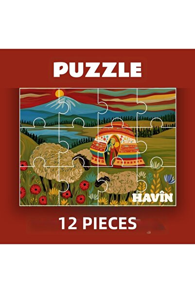 ZERYA Pazil Bi Kurdî Havîn Yaz - Kurdish Magnetic Puzzle (12 Pieces - A5)