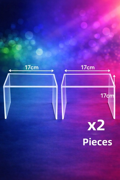 TutturX حامل عرض شفاف من البليكسي جلاس مقاس 17x17 سم، مجموعة من قطعتين، حل عر...