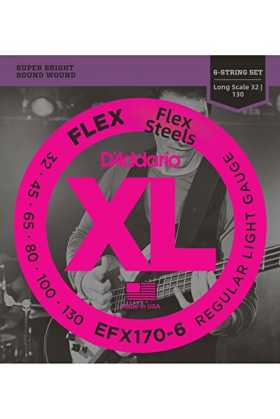 Daddario EFX170-6 БАС ГИТАРНА СТРУНЕН СЕТ, 6 СТРУНИ, FLEXSTEELS, REGULAR L