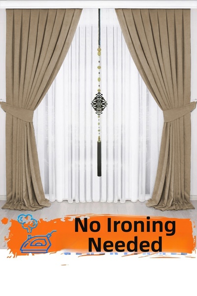 İ.D İpek Dokuma Mink Velvet Pleated Background Curtain 1St Class Quality