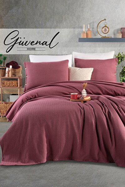 Güvenal سيينا |   غطاء وسادة محبوك 100% قطن مزدوج 200x230 سم مع تفاصيل أزرار ...