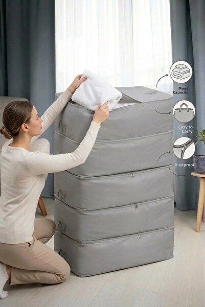 Textile sweet 5 bucăți Mega Size Gri Under Bed Organizator 74x46x22