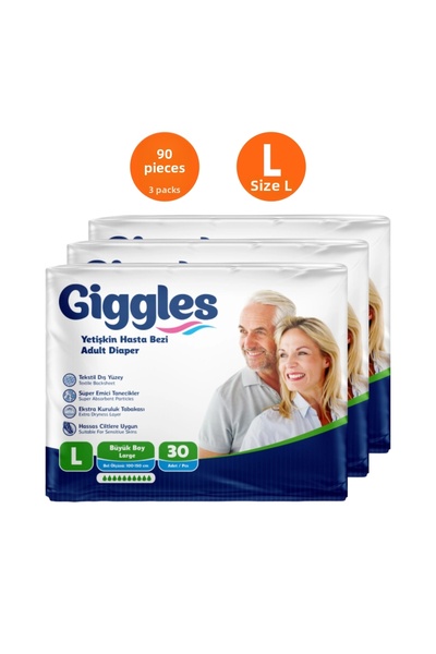 giggles Adult Bel Tie-Detail Patient Diapers Large (L) - 90 Pieces