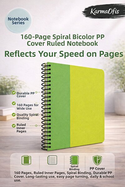 Faber Castell Green 160-Leaf Spiral Notebook Bicolor Pp Cover Striped A4 Scho...