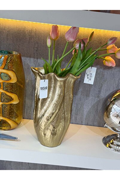 YASAR CONCEPT Vază metalică curbată aurie