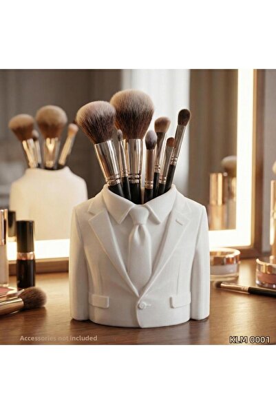 CT STONES White Jacket Formed Tie Makeup Brush Holder Desktop Cosmetic Organizer